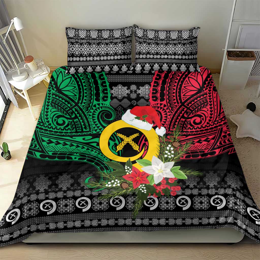 Vanuatu Pig's Tusk Meri Krismas! Bedding Set Vanuatuan Ancient Art Spirit - Polynesian Pride