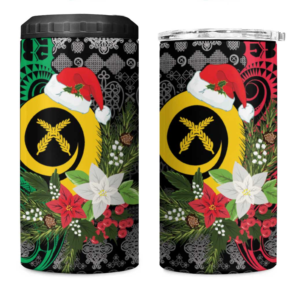 Vanuatu Pig's Tusk Meri Krismas! 4 in 1 Can Cooler Tumbler Vanuatuan Ancient Art Spirit - Polynesian Pride