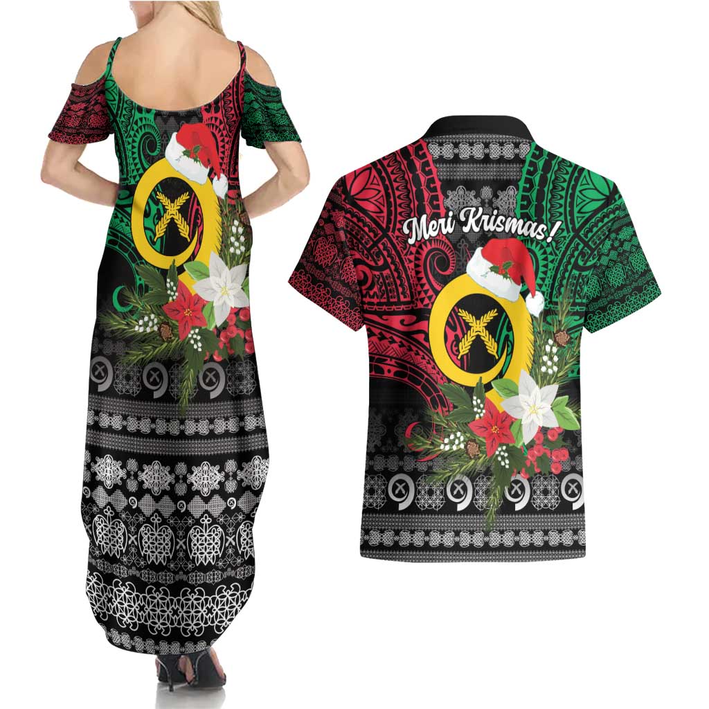 Vanuatu Pig's Tusk Meri Krismas! Couples Matching Summer Maxi Dress and Hawaiian Shirt Vanuatuan Ancient Art Spirit - Polynesian Pride