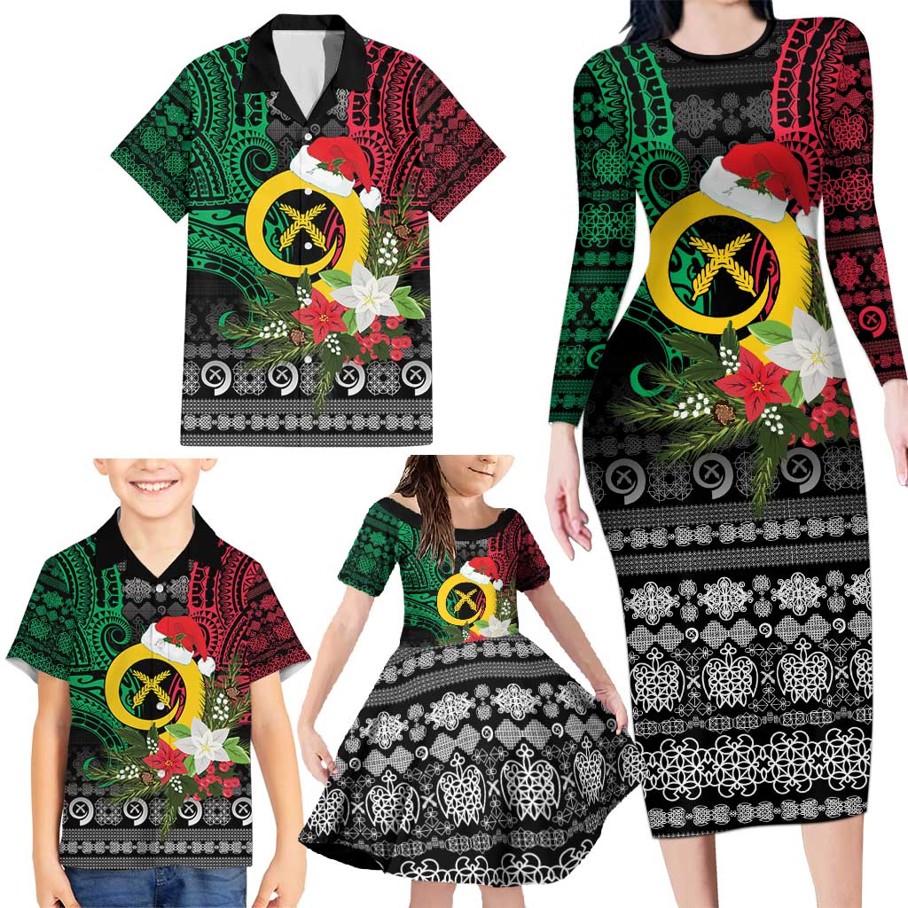 Vanuatu Pig's Tusk Meri Krismas! Family Matching Long Sleeve Bodycon Dress and Hawaiian Shirt Vanuatuan Ancient Art Spirit - Polynesian Pride