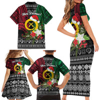 Vanuatu Pig's Tusk Meri Krismas! Family Matching Short Sleeve Bodycon Dress and Hawaiian Shirt Vanuatuan Ancient Art Spirit - Polynesian Pride