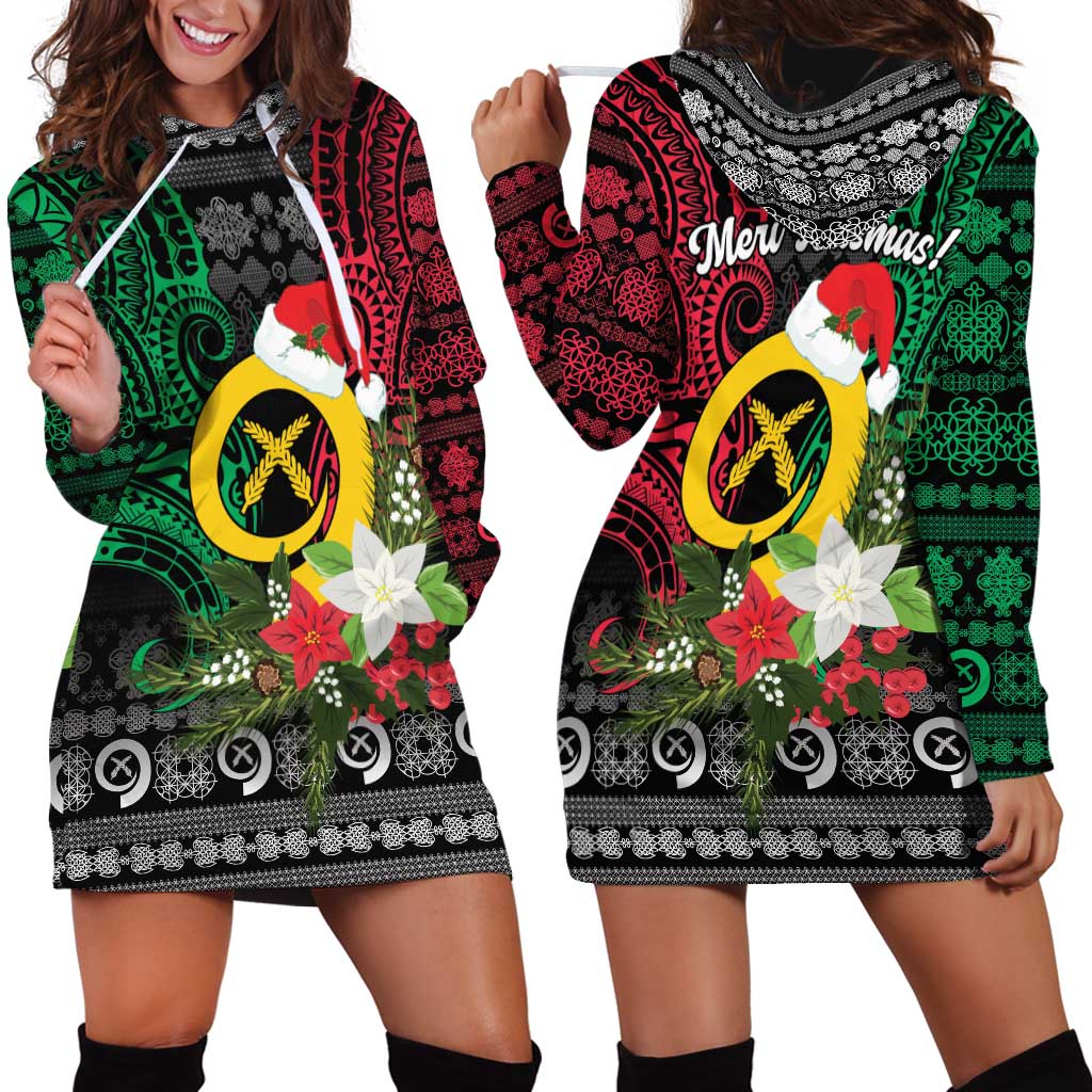 Vanuatu Pig's Tusk Meri Krismas! Hoodie Dress Vanuatuan Ancient Art Spirit - Polynesian Pride