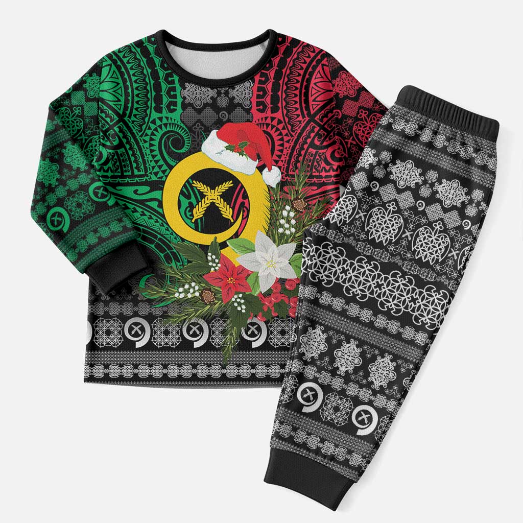 Vanuatu Pig's Tusk Meri Krismas! Christmas Pajama Set Vanuatuan Ancient Art Spirit - Polynesian Pride