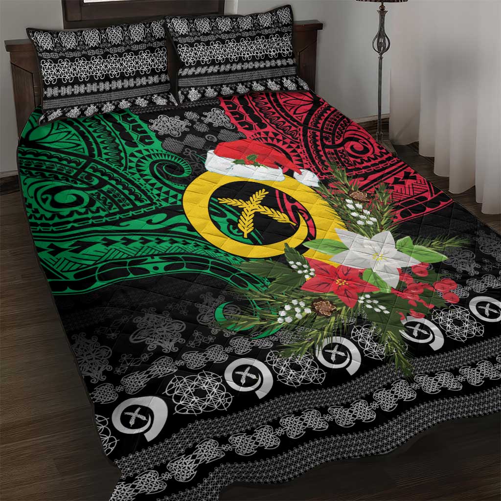 Vanuatu Pig's Tusk Meri Krismas! Quilt Bed Set Vanuatuan Ancient Art Spirit - Polynesian Pride