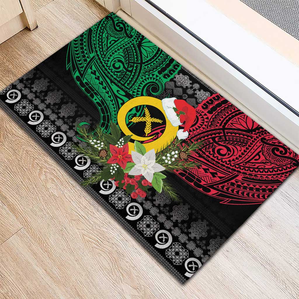 Vanuatu Pig's Tusk Meri Krismas! Rubber Doormat Vanuatuan Ancient Art Spirit - Polynesian Pride