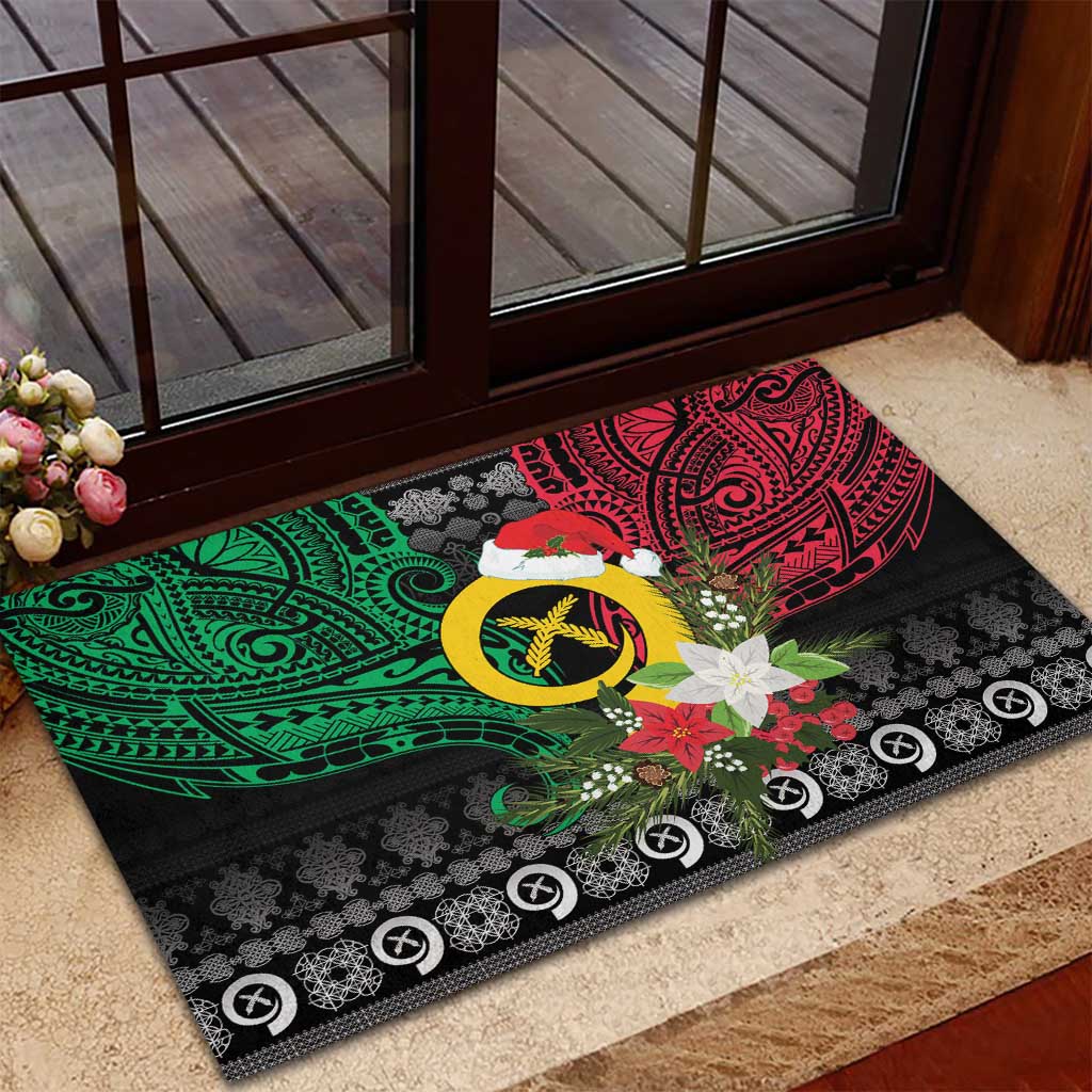 Vanuatu Pig's Tusk Meri Krismas! Rubber Doormat Vanuatuan Ancient Art Spirit - Polynesian Pride