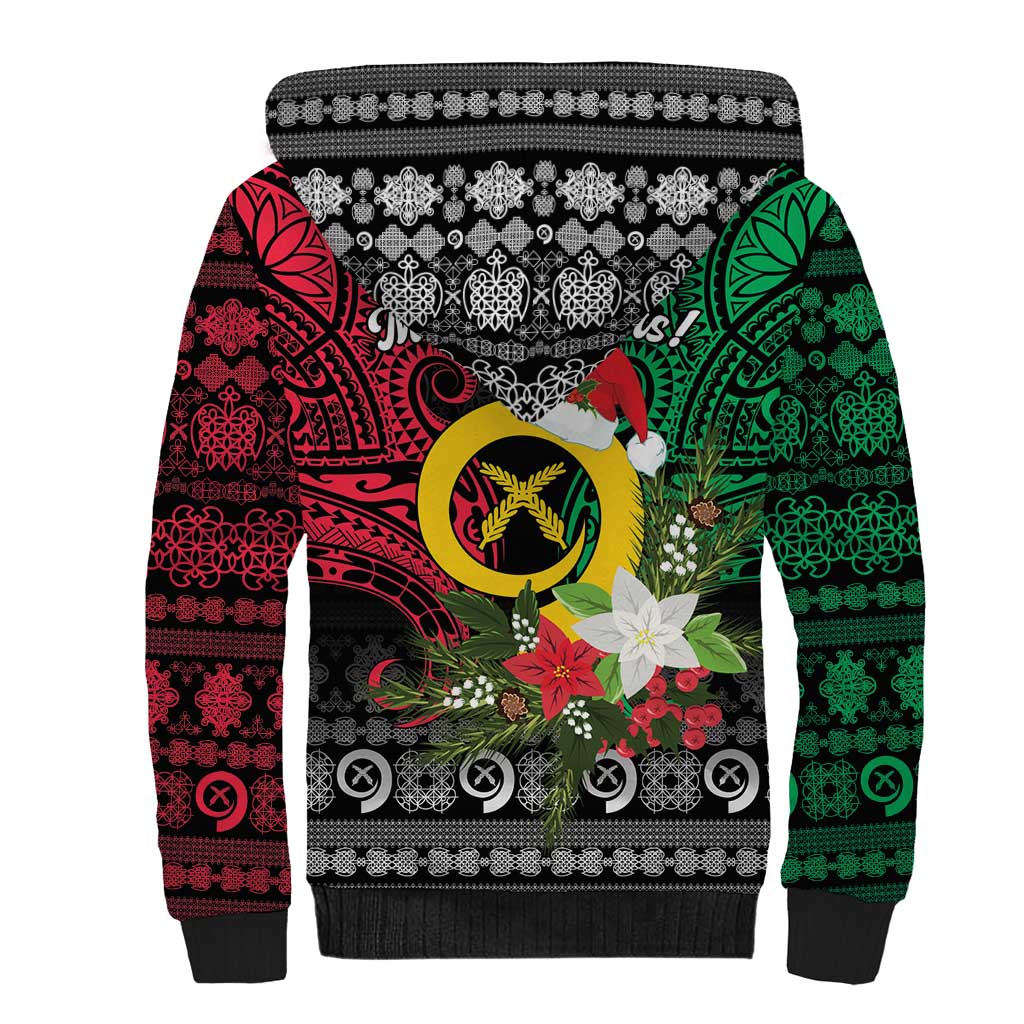 Vanuatu Pig's Tusk Meri Krismas! Sherpa Hoodie Vanuatuan Ancient Art Spirit - Polynesian Pride