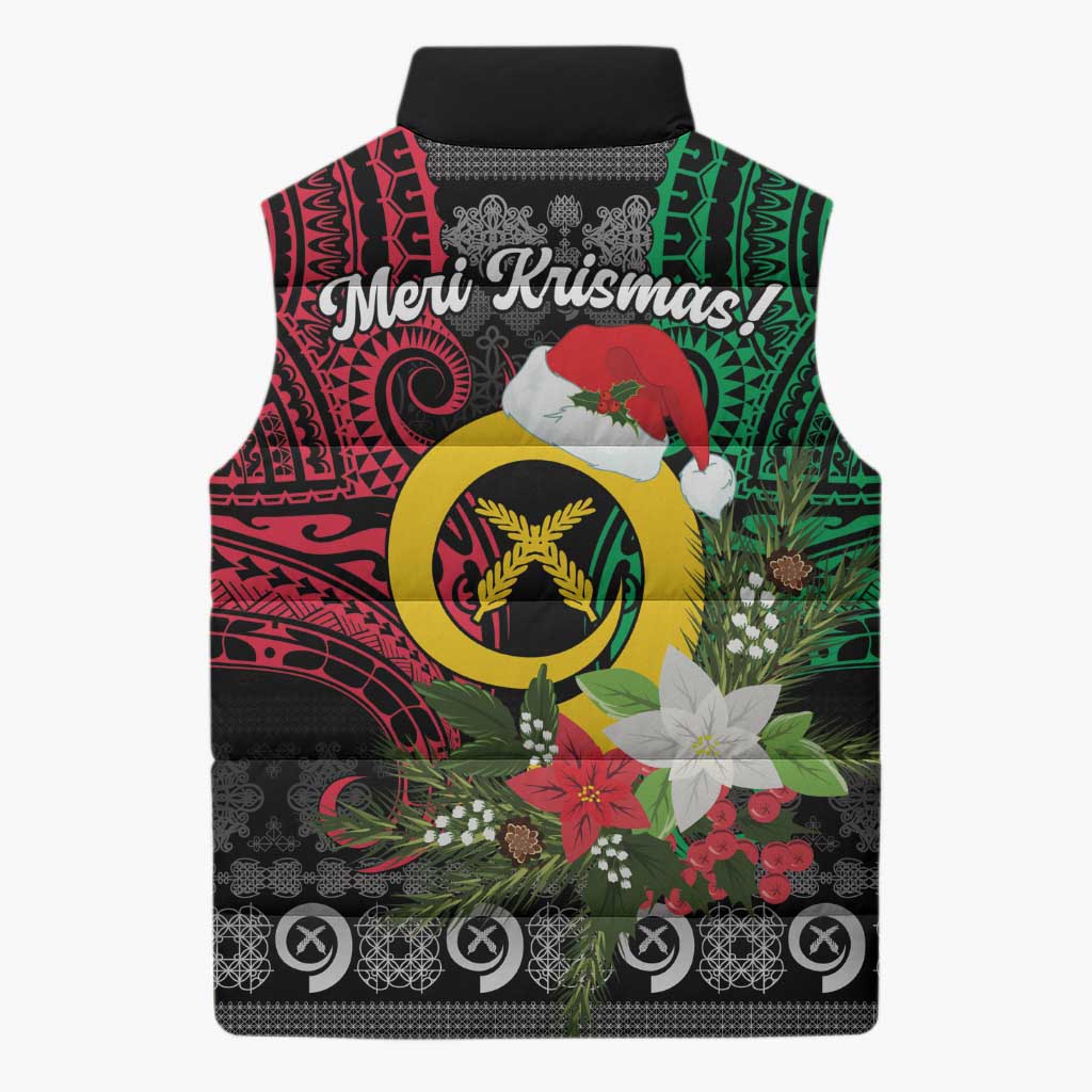 Vanuatu Pig's Tusk Meri Krismas! Sleeveless Puffer Jacket Vanuatuan Ancient Art Spirit - Polynesian Pride