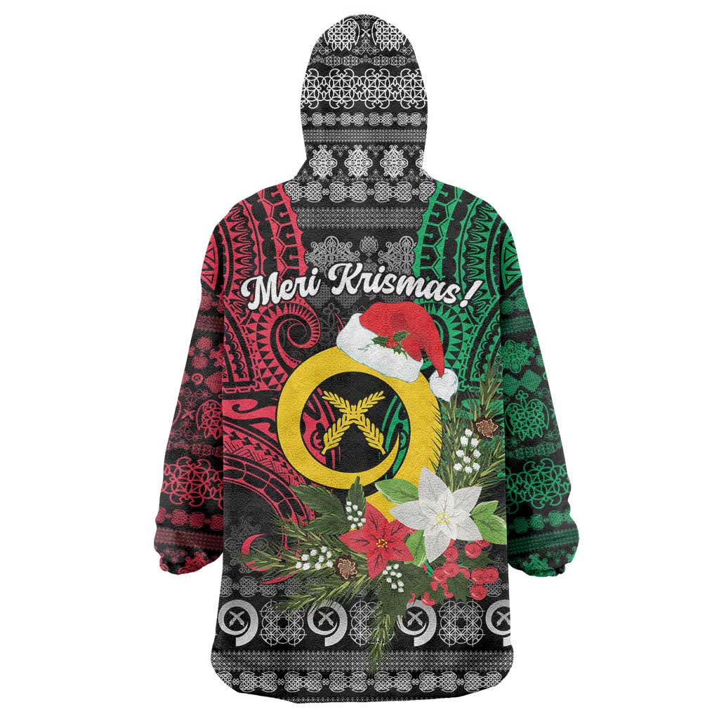 Vanuatu Pig's Tusk Meri Krismas! Wearable Blanket Hoodie Vanuatuan Ancient Art Spirit - Polynesian Pride