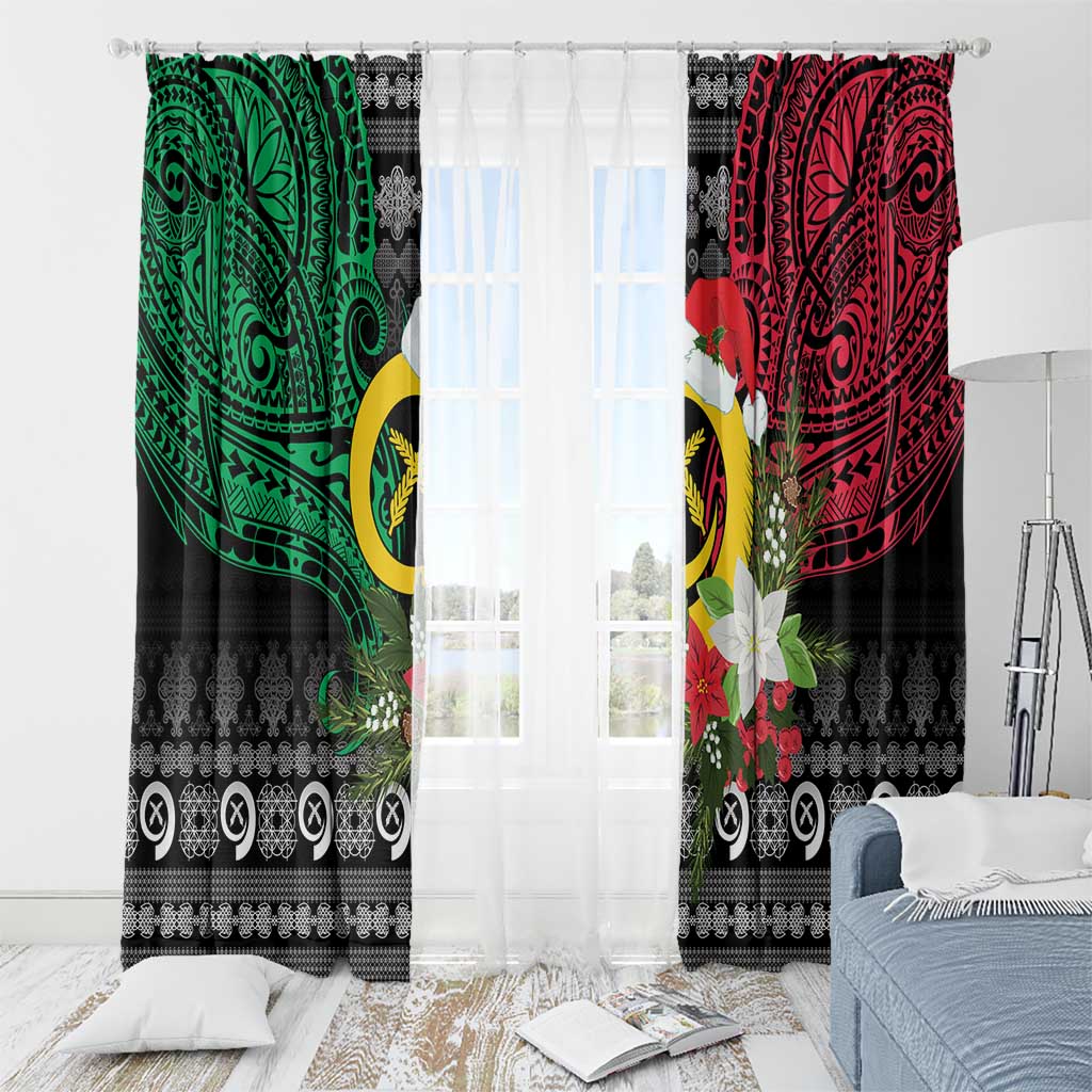 Vanuatu Pig's Tusk Meri Krismas! Window Curtain Vanuatuan Ancient Art Spirit - Polynesian Pride