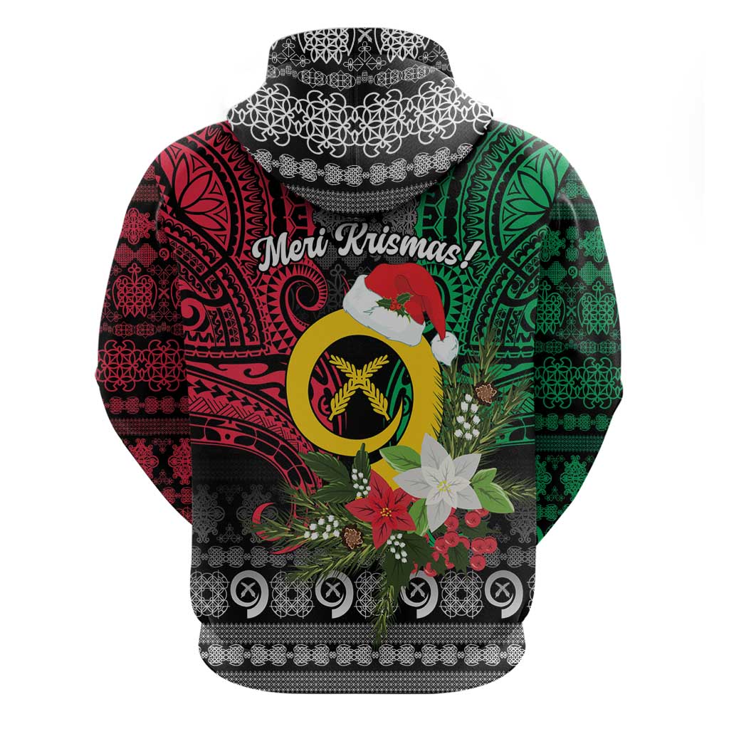 Vanuatu Pig's Tusk Meri Krismas! Zip Hoodie Vanuatuan Ancient Art Spirit - Polynesian Pride