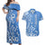 Kosrae Constitution Day Personalised Couples Matching Off Shoulder Maxi Dress and Hawaiian Shirt Kusaie Hook Tattoo Special Polynesian Pattern LT9 Blue - Polynesian Pride