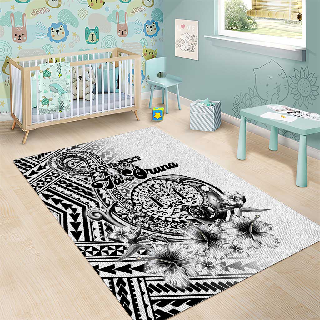 Ia Orana Tahiti Personalised Area Rug French Polynesia Hook Tattoo Special White Color LT9