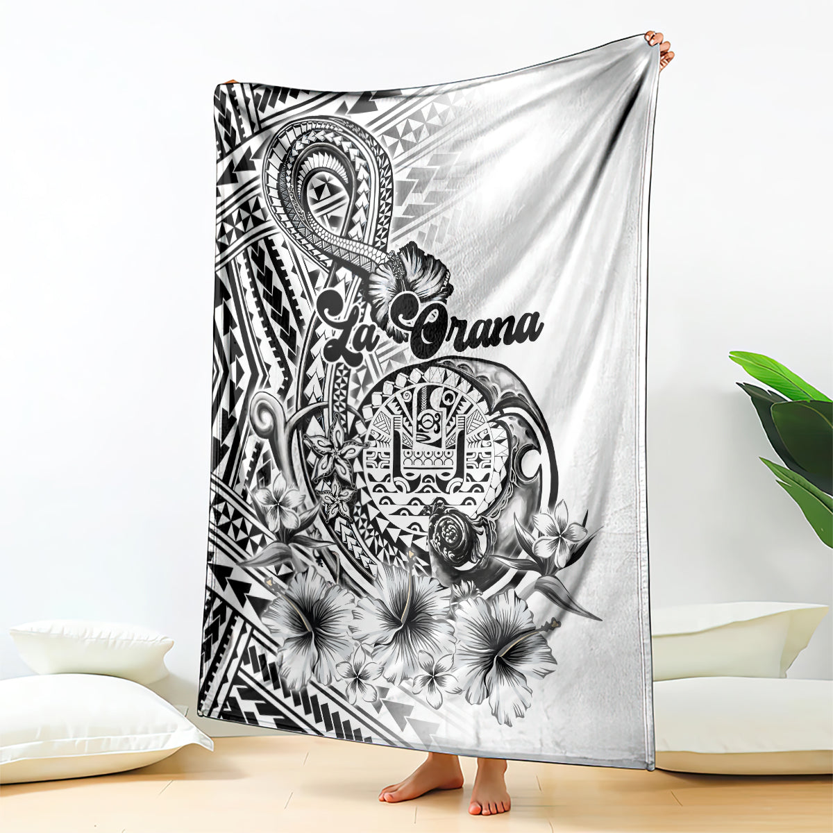 La Orana Tahiti Personalised Blanket French Polynesia Hook Tattoo Special White Color LT9 White - Polynesian Pride