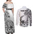 La Orana Tahiti Personalised Couples Matching Off Shoulder Maxi Dress and Long Sleeve Button Shirt French Polynesia Hook Tattoo Special White Color LT9 - Polynesian Pride