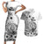 Ia Orana Tahiti Personalised Couples Matching Short Sleeve Bodycon Dress and Hawaiian Shirt French Polynesia Hook Tattoo Special White Color LT9