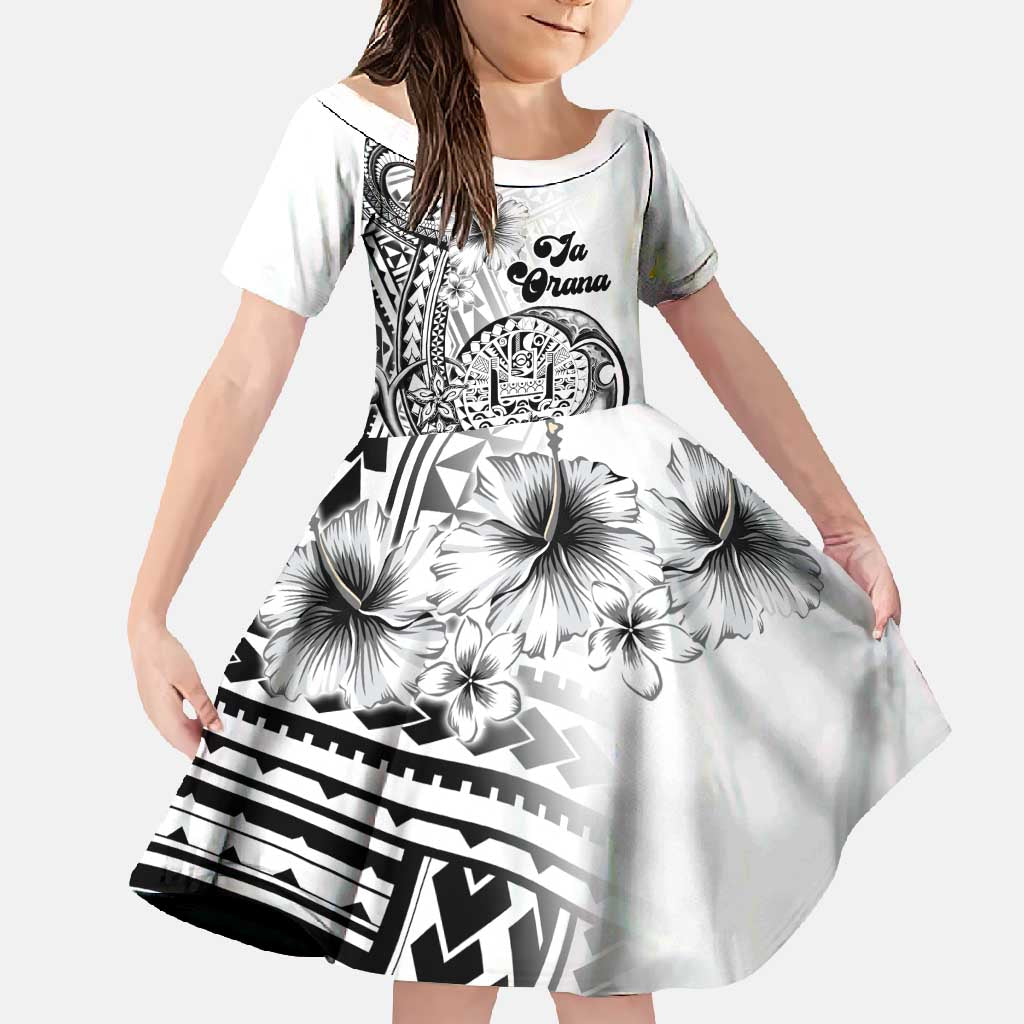 Ia Orana Tahiti Personalised Family Matching Off Shoulder Maxi Dress and Hawaiian Shirt French Polynesia Hook Tattoo Special White Color LT9