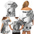 La Orana Tahiti Personalised Family Matching Off Shoulder Short Dress and Hawaiian Shirt French Polynesia Hook Tattoo Special White Color LT9 - Polynesian Pride
