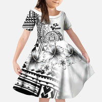 Ia Orana Tahiti Personalised Kid Short Sleeve Dress French Polynesia Hook Tattoo Special White Color LT9