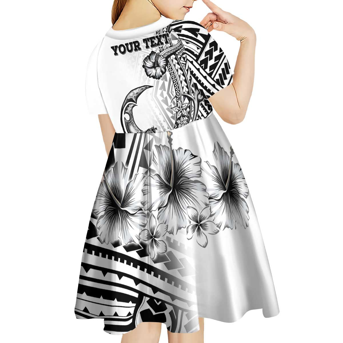 Ia Orana Tahiti Personalised Kid Short Sleeve Dress French Polynesia Hook Tattoo Special White Color LT9