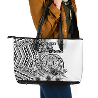 Ia Orana Tahiti Personalised Leather Tote Bag French Polynesia Hook Tattoo Special White Color LT9