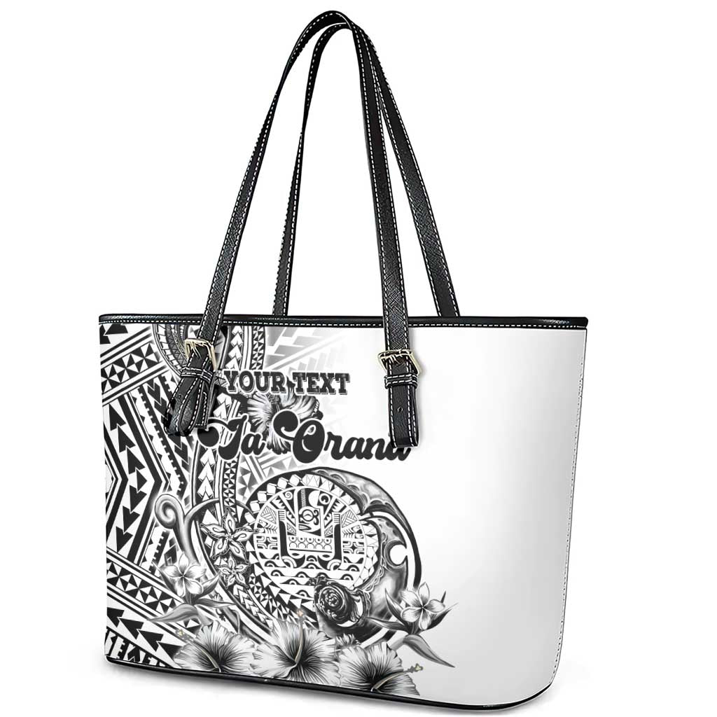 Ia Orana Tahiti Personalised Leather Tote Bag French Polynesia Hook Tattoo Special White Color LT9