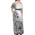 La Orana Tahiti Personalised Off Shoulder Maxi Dress French Polynesia Hook Tattoo Special White Color LT9 - Polynesian Pride