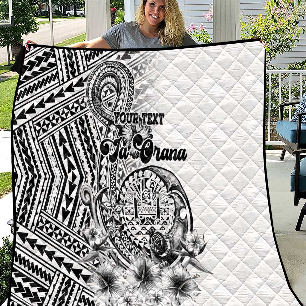 Ia Orana Tahiti Personalised Quilt French Polynesia Hook Tattoo Special White Color LT9