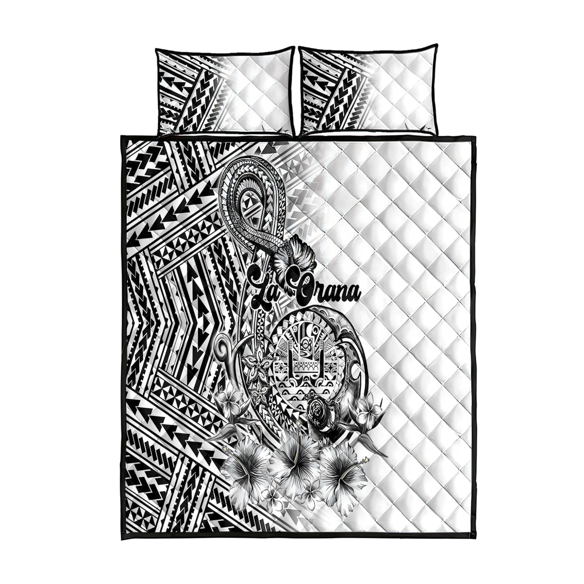 La Orana Tahiti Personalised Quilt Bed Set French Polynesia Hook Tattoo Special White Color LT9 White - Polynesian Pride
