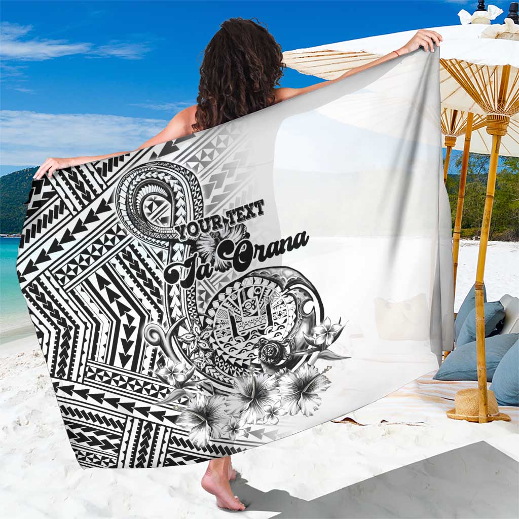 La Orana Tahiti Personalised Sarong French Polynesia Hook Tattoo Special White Color LT9 One Size 44 x 66 inches White - Polynesian Pride