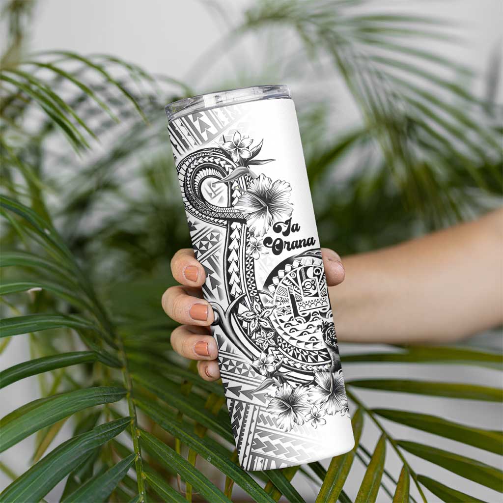 Ia Orana Tahiti Personalised Skinny Tumbler French Polynesia Hook Tattoo Special White Color - Polynesian Pride