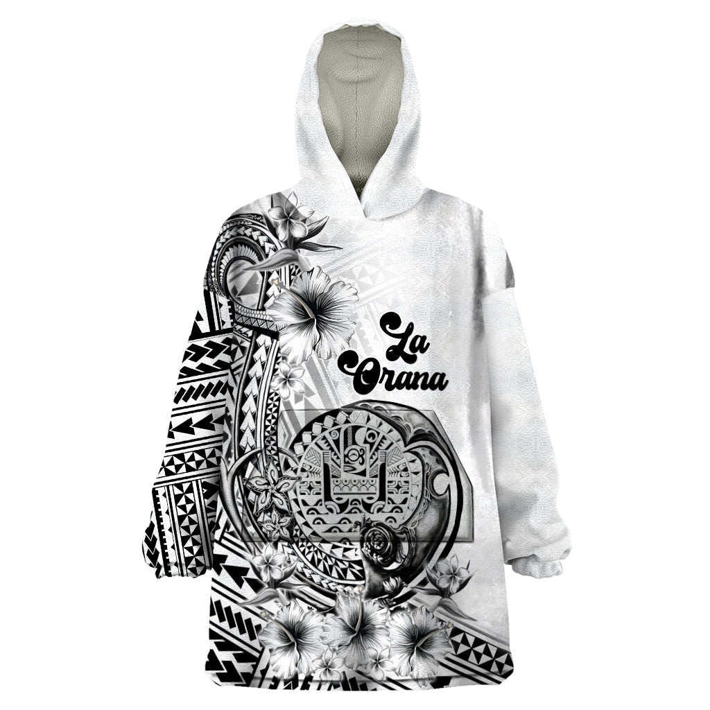 La Orana Tahiti Personalised Wearable Blanket Hoodie French Polynesia Hook Tattoo Special White Color LT9 One Size White - Polynesian Pride