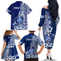 Nauru Independence Personalised Family Matching Off Shoulder Long Sleeve Dress and Hawaiian Shirt Naoero Hook Tattoo Special Polynesian Pattern LT9 - Polynesian Pride