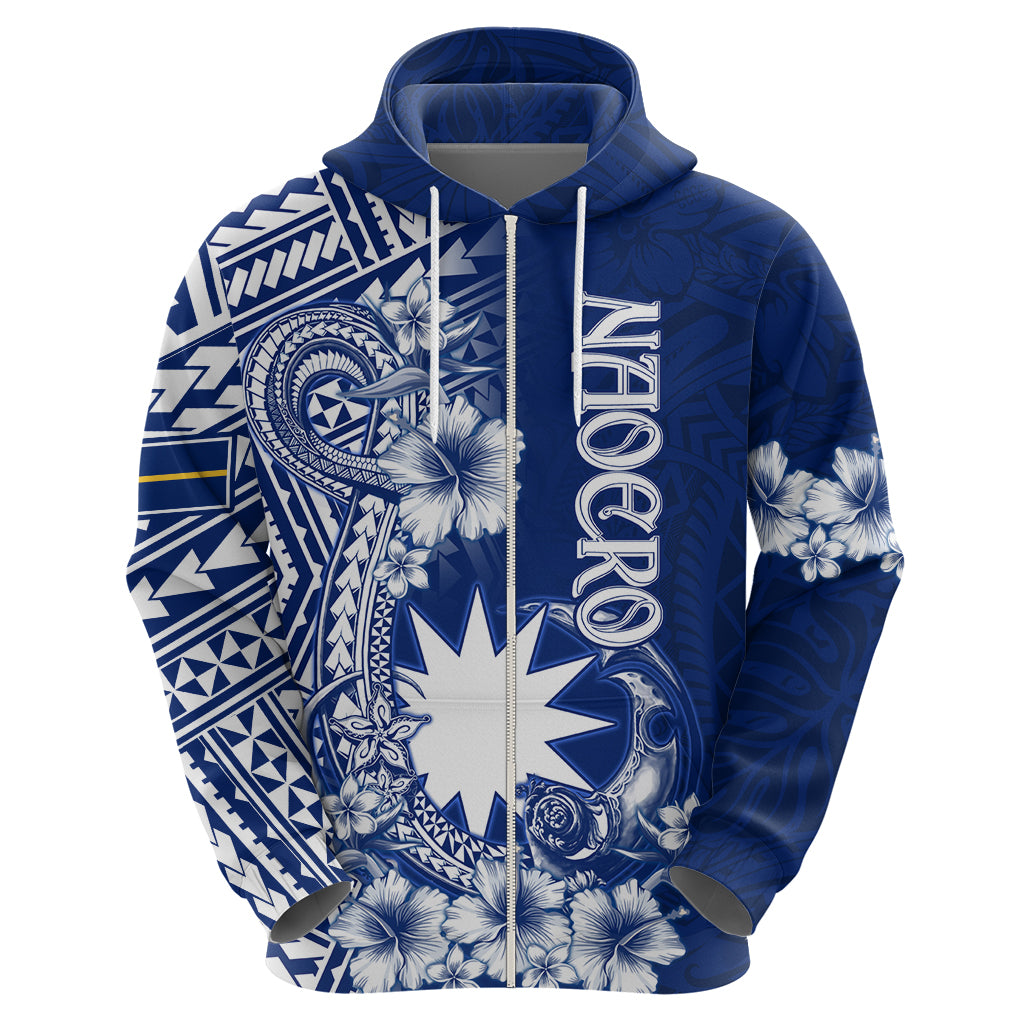 Nauru Independence Personalised Zip Hoodie Naoero Hook Tattoo Special Polynesian Pattern LT9 - Polynesian Pride