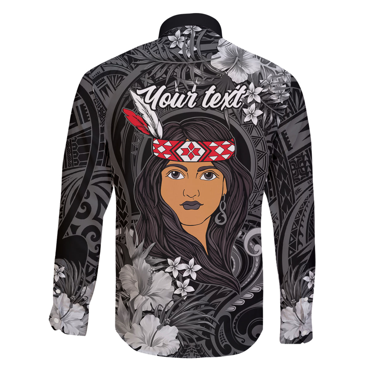 New Zealand Custom Women's Day Family Matching Long Sleeve Bodycon Dress and Hawaiian Shirt Maori Girl Feathers of Hope - Black LT9 - Polynesian Pride