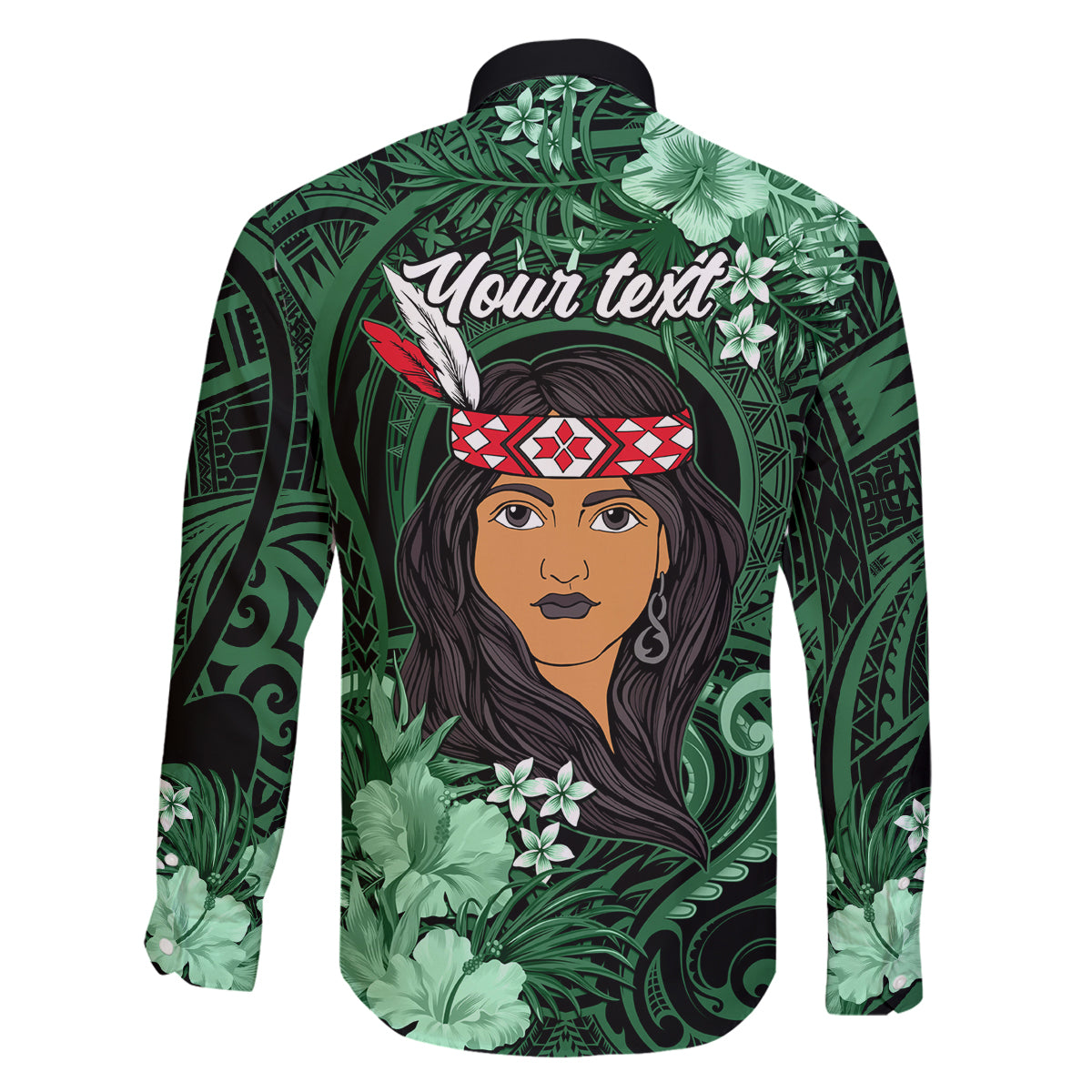 New Zealand Custom Women's Day Family Matching Off Shoulder Short Dress and Hawaiian Shirt Maori Girl Feathers of Hope - Green LT9 - Polynesian Pride