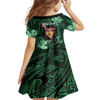 New Zealand Custom Women's Day Family Matching Puletasi and Hawaiian Shirt Maori Girl Feathers of Hope - Green LT9 - Polynesian Pride