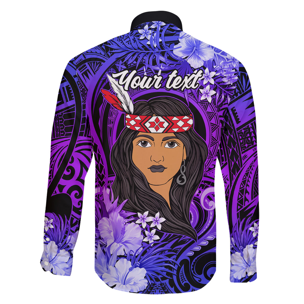 New Zealand Custom Women's Day Family Matching Puletasi and Hawaiian Shirt Maori Girl Feathers of Hope - Purple LT9 - Polynesian Pride