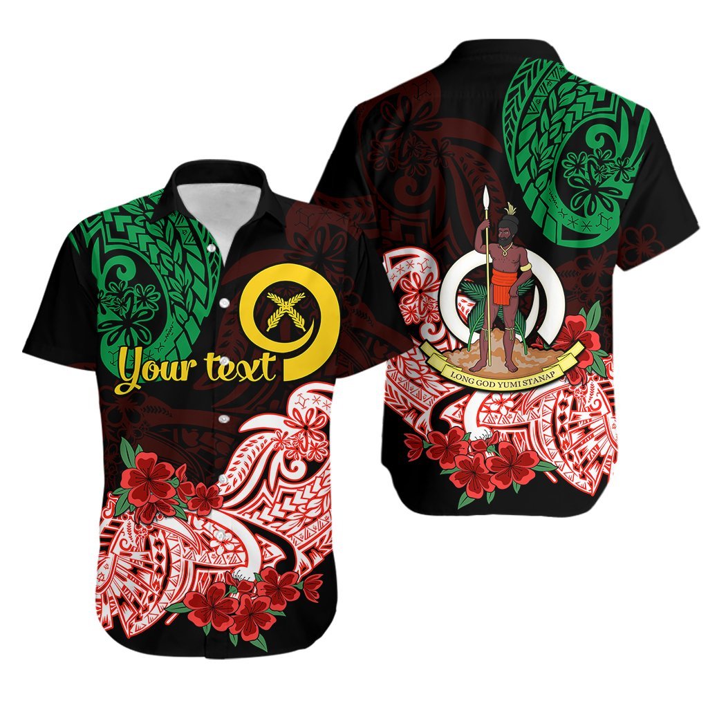 (Custom Personalised) Vanuatu Hawaiian Shirt Polynesian Floral Tribal LT9 Black - Polynesian Pride