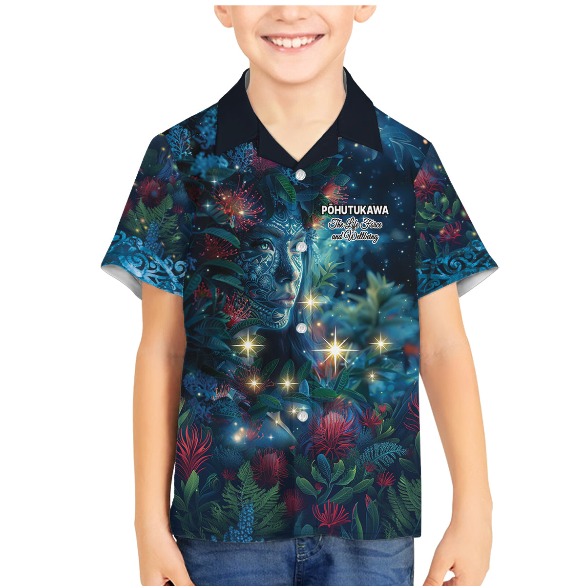 New Zealand Matariki Pohutukawa Family Matching Mermaid Dress and Hawaiian Shirt Te Mauri te Ora