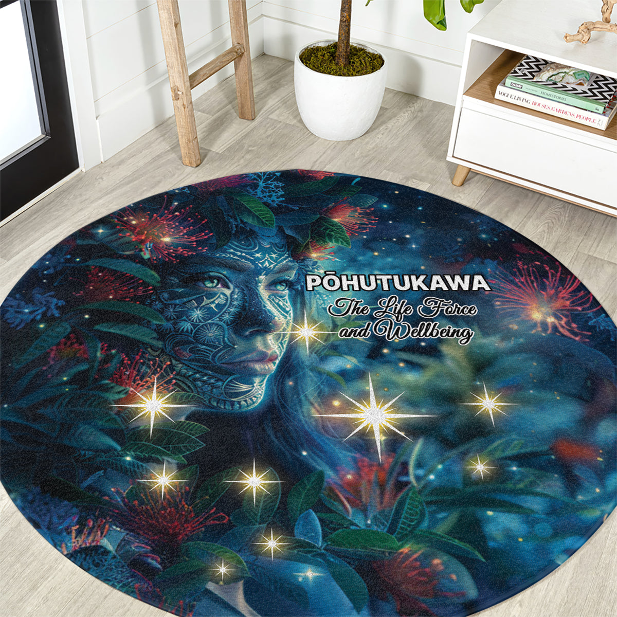 New Zealand Matariki Pohutukawa Round Carpet Te Mauri te Ora