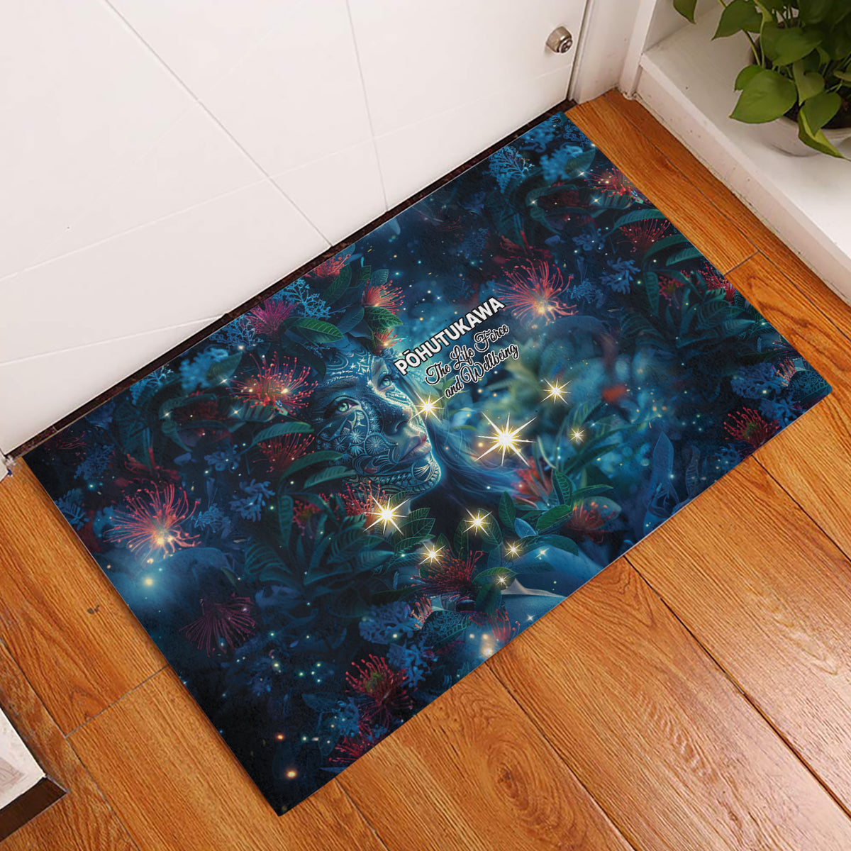 New Zealand Matariki Pohutukawa Rubber Doormat Te Mauri te Ora LT9 Art - Polynesian Pride