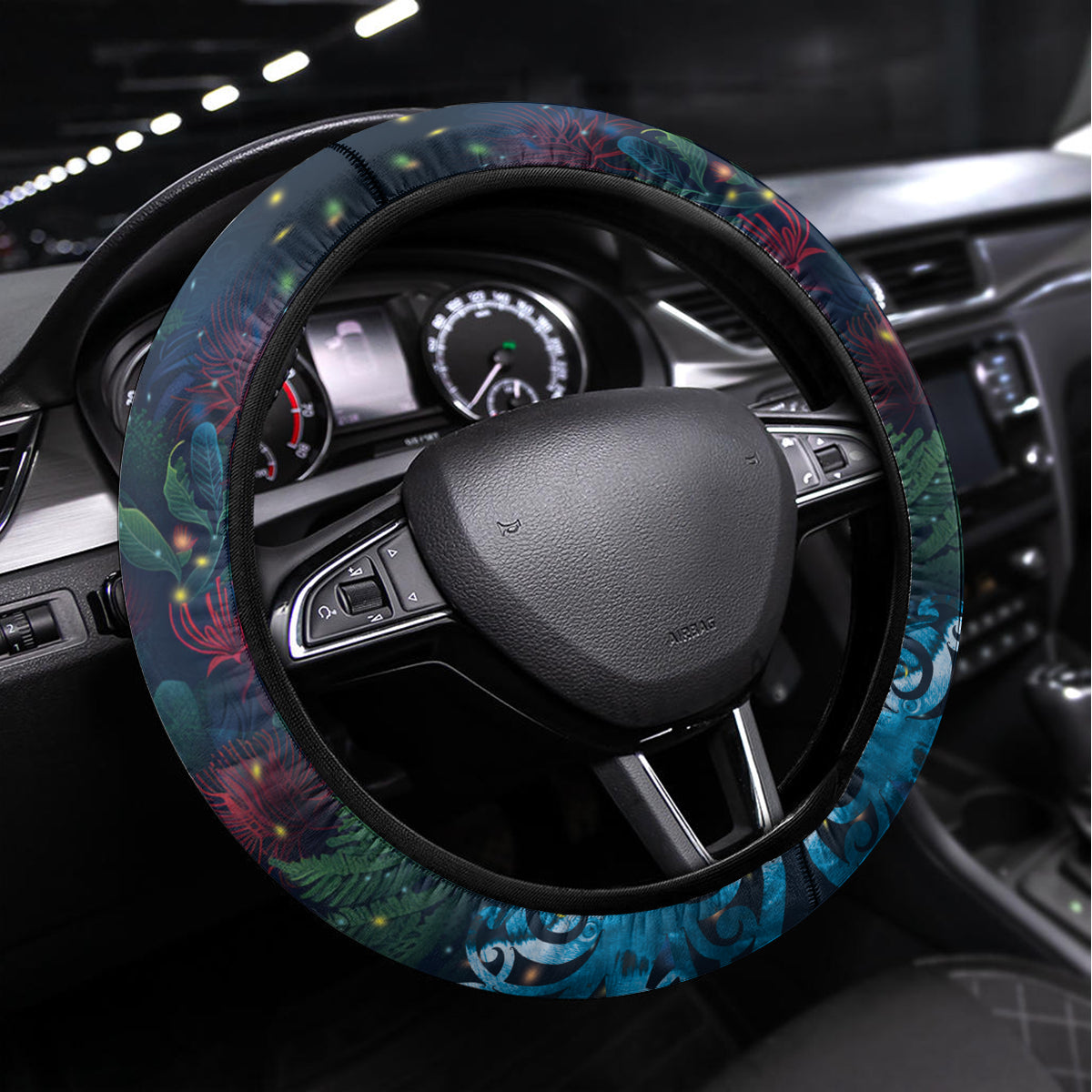 New Zealand Matariki Pohutukawa Steering Wheel Cover Te Mauri te Ora LT9 Universal Fit Art - Polynesian Pride
