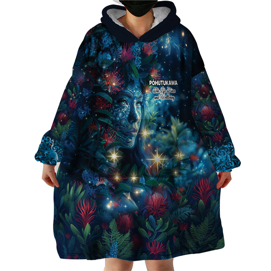 New Zealand Matariki Pohutukawa Wearable Blanket Hoodie Te Mauri te Ora