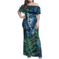 New Zealand Matariki Tupuanuku Family Matching Off Shoulder Maxi Dress and Hawaiian Shirt Te Wā o te Hauhake