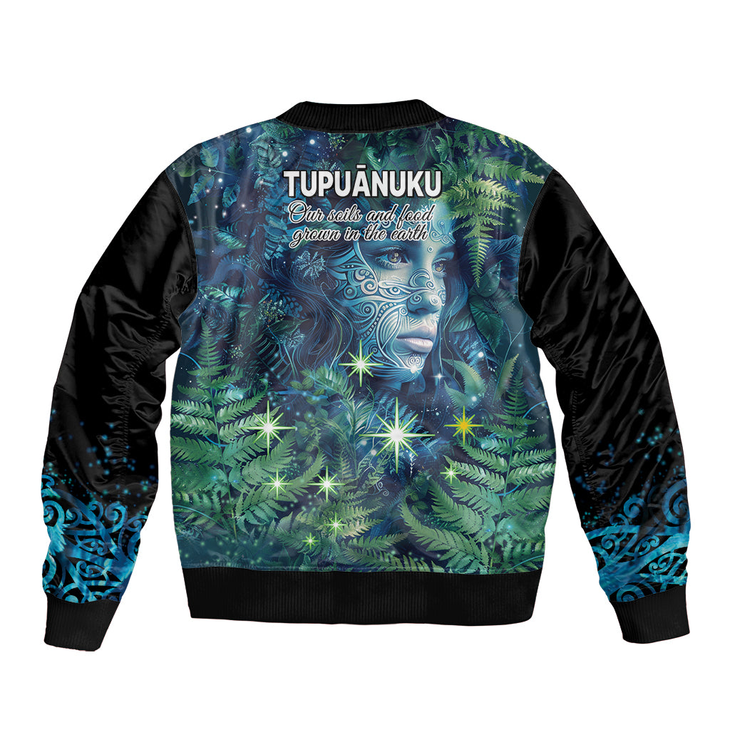 New Zealand Matariki Tupuanuku Sleeve Zip Bomber Jacket Te Wā o te Hauhake