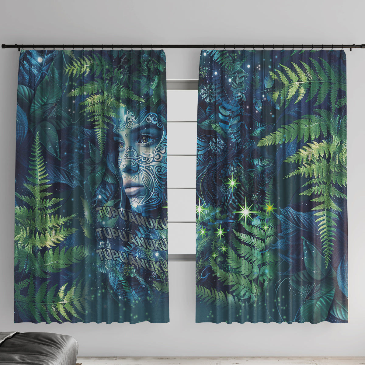 New Zealand Matariki Tupuanuku Window Curtain Te W o te Hauhake LT9 With Hooks Art - Polynesian Pride