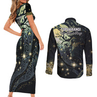 New Zealand Matariki Tupuarangi Couples Matching Short Sleeve Bodycon Dress and Long Sleeve Button Shirt Ngā Kai o te Rangi