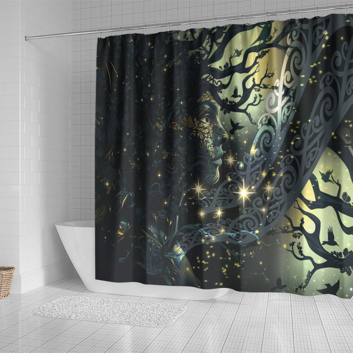 New Zealand Matariki Tupuarangi Shower Curtain Ngā Kai o te Rangi