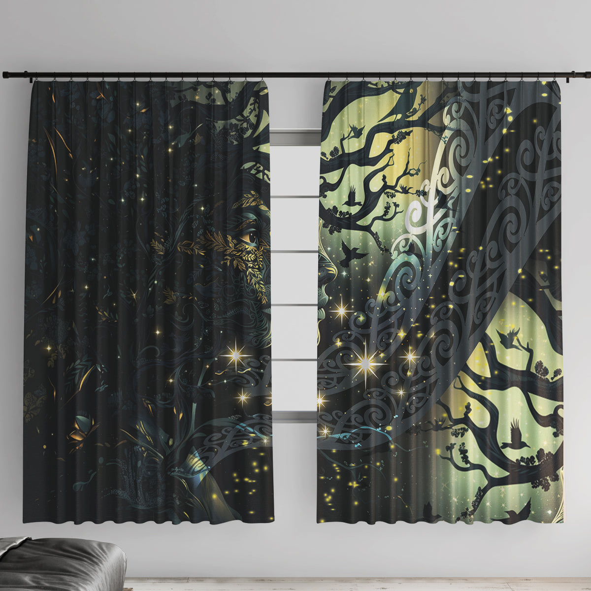 New Zealand Matariki Tupuarangi Window Curtain Ng Kai o te Rangi LT9 With Hooks Art - Polynesian Pride